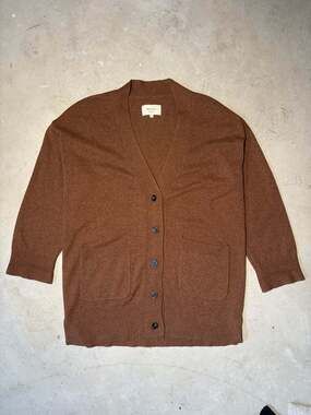 Classic Brown V-Neck Button Cardigan Sweater